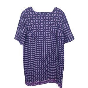 Banana Republic BR Womens Size 14 Dress Retro Purple Mod Floral Half Sleeve